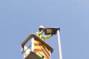 An Amey worker checking a street light