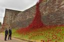 Site manager John Bonner (left) and Sir Tim Lawrence, chairman of English Heritage, at the Weeping Window at Carlisle Castle