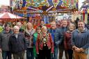 Mayor of Cardigan Olwen Davies, Vernon Studt, the Reverend Wyn Davies, members of Cardigan town council and fair officials at the opening of the November fair