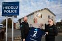 PACT  Charity football match to raise funds for DASU; Pictured Ashley Rogers and Kelsey Reed of PACT with (Centre) Siwan Lloyd Williams; Head of services DASU