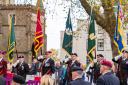 REMEMBERED: Crowds gathered outside Worcester Cathedral.