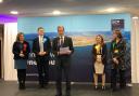 Graham Farrant, Acting Returning Officer and BCP Council Chief Executive announces Michael Tomlinson as winner of Mid Dorset and North Poole at the BIC on December 13, 2019, during the 2019 general election. Picture by BCP Council.