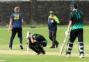 Jacob Gordon, centre left, is dejected after losing his wicket late on against Devon 			             Pictures: GRAHAM HUNT PHOTOGRAPHY