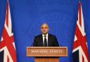 Health Secretary Sajid Javid during a media briefing in Downing Street. (PA)