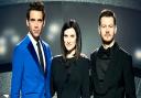 (left to right) Mika, Laura Pausini, Alessandro Cattelan to present the Eurovision Song Contest 2022. Credit: PA