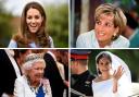 ( top left clockwise) Duchess of Cambridge, Princess Diana, Meghan Markle, The Queen. Credit: PA