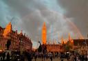 ‘Poignant’ sign appears over Westminster as UK celebrates life of Queen Elizabeth II (PA)