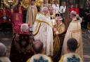 King Charles III is crowned with St Edward's Crown by The Archbishop of Canterbury the Most Reverend Justin Welby