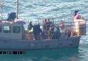 Daniel Turner's vessel Tony Lou prior to being boarded by Cornwall IFCA officers - complete with electrical cable entering the sea