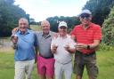 Matt Dooley, seniors captain Richard Olive, Clive Wingfield and Austin Okoye celebrating the hole in one success