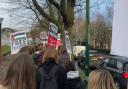 The passionate sixth formers marched from the school gates to the centre of town protesting the violence in Gaza