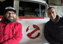 Austyn and Mark with the Ecto-1