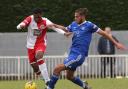 Tyrique Clarke in action in his most recent game for Poole - the play-off final in 2019