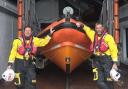 Mudeford RNLI volunteer Helms, L to R, Justin O'Connell and Pete Dadds