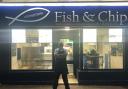 Tony in front of Ferndown Fish and Chips.