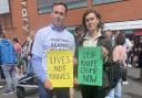 Tom Hayes and Jessica Toale at an anti-knife crime march in 2023