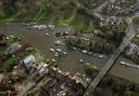 Aerial Tuckton Bridge over the River Stour..