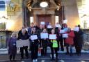 Protesters outside the town hall demanding BCP Council not sell off Poole civic centre