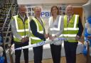 Jessica Toale, Bournemouth West MP, officially opens the new PBH Manufacturing site with (left to right) Chris Elms, General Manager; Martyn Bright, Managing Director, and Mike McKenna, Chief Executive.