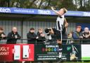 Matty Burrows celebrates his goal for Wimborne against Chertsey.