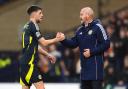 Scotland's Ryan Christie (right) shakes hands with head coach Steve Clarke after being substituted off during the UEFA Nations League Group A1 match at Hampden Park, Glasgow. Picture date: Friday November 15, 2024.