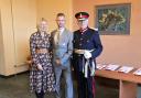 Rob pictured with his wife Carla and Lord Lieutenant of Dorset