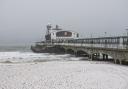 Bournemouth beach covered in snow, 2024