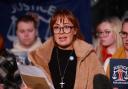 Toni Ogle-Johnson, daughter of Ian Ogle, speaking outside Laganside Courts in Belfast after three men were found guilty of her father’s murder (Liam McBurney/PA)