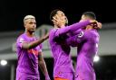 Matheus Cunha (centre) netted a brace as Wolves saw off Fulham (Zac Goodwin/PA)