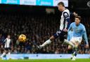 James Maddison volleys Tottenham in front at the Etihad Stadium (Martin Rickett/PA)