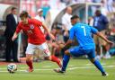 ON THE FRONT FOOT: England's Adam Lallana against Honduras on Saturday