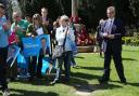 Michael Gove with Conservative supporters on a visit to Wimborne Minster.