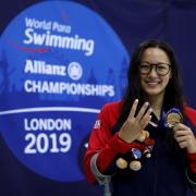 Great Britain's Alice Tai pose with her gold medal after winning the Women's 400m Freestyle S8 Final during day four of the World Para Swimming Allianz Championships at The London Aquatic Centre, London. PA Photo. Picture date: Thursday