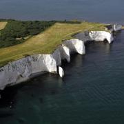 Old Harry Rocks and Ballard Down. Picture:  Richard Crease  with Bournemouth Helicopters