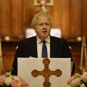 British Prime Minister Boris Johnson spoke following  a visit to the Ukrainian Catholic Eparchy of Holy Family of London. Picture: PA