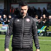 Hamworthy United manager Tim Sills before his side's FA Vase quarter-final tie with Southall FC, March 12, 2022 (Pic: Dale James / sportsshots.org.uk)