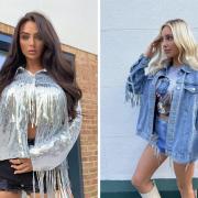 Influencers Kady McDermott (left) and Amber Turner (right) wearing festival looks from Boohoo. Credit: Boohoo/Canva