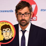 (Background) Louis Theroux. Credit: PA ( Circle) Louis Theroux card (Moopig)