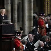 Liz Truss speaking during Queen's funeral in Westminster Abbey (PA)