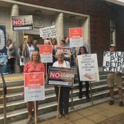 Barge protesterrs at County Hall