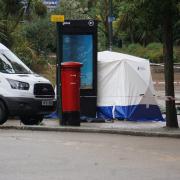 Police cordon and forensic tent in Bournemouth Square on Saturday, August 5