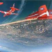 The Red Arrows over Bournemouth seafront