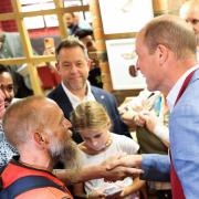 Prince William with Karl Burns and Paul Gascoigne in Pret a Manger in Bournemouth town centre.