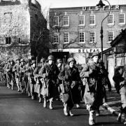 On the March: American GIs marching through Southampton in the lead up to the Normandy Invasion in June, 1944.