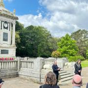 Wreath laying ceremony at Bournemouth memorial.