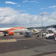 An easyJet flight at Bournemouth Airport on Saturday