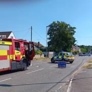 Road cordoned off and emergency services on scene in Ringwood