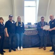 Chairman Duncan on the right with Lymington mayor receiving best in show Benbridge 2024 and on the left Zara Jones and club exhibition manger Stuart Farmer