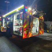 A fire engine outside the Grand Hotel in Swanage