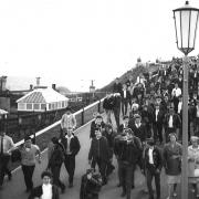 Echo picture from January 2 1965 of mods and rockers on Bournemouth's West Cliff